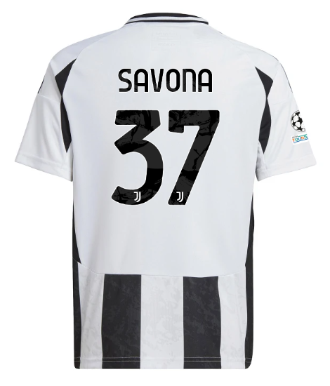 Official JUVENTUS HOME JERSEY 202425 – KIDS – 37 – SAVONA – Champions League Pack Collection - Juventus FC Gear