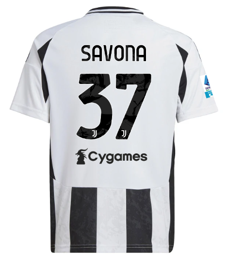 Official JUVENTUS HOME JERSEY 202425 – KIDS – 37 – SAVONA – Serie A Pack Collection - Juventus FC Gear