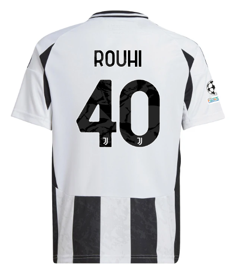 Official JUVENTUS HOME JERSEY 202425 – KIDS – 40 – ROUHI – Champions League Pack Collection - Juventus FC Gear