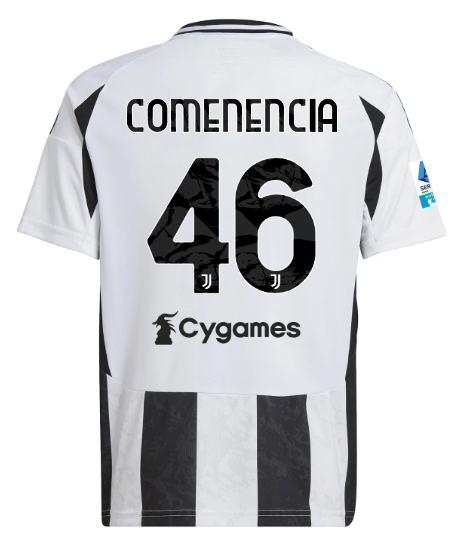 Official JUVENTUS HOME JERSEY 202425 – KIDS – 46 – COMENENCIA – Serie A Pack Collection - Juventus FC Gear