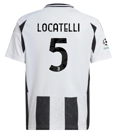 Official JUVENTUS HOME JERSEY 202425 – KIDS – 5 – LOCATELLI – Champions League Pack Collection - Juventus FC Gear