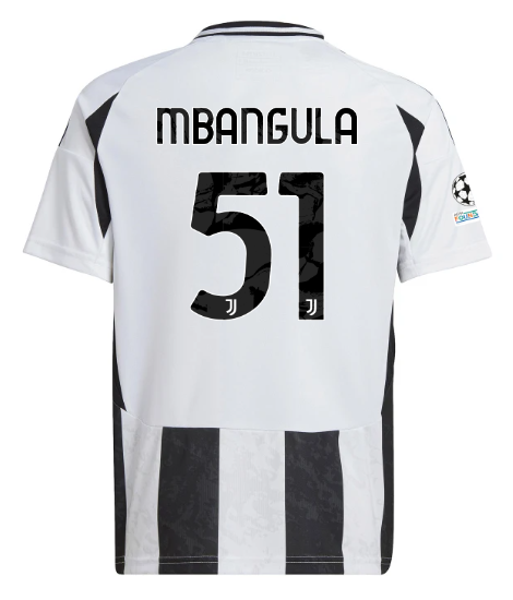 Official JUVENTUS HOME JERSEY 202425 – KIDS – 51 – MBANGULA – Champions League Pack Collection - Juventus FC Gear