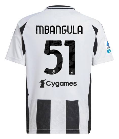 Official JUVENTUS HOME JERSEY 202425 – KIDS – 51 – MBANGULA – Serie A Pack Collection - Juventus FC Gear