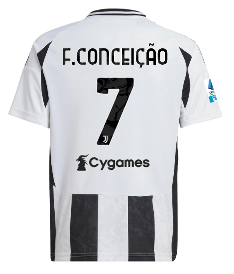 Official JUVENTUS HOME JERSEY 202425 – KIDS – 7 – F.CONCEIÇÃO – Serie A Pack Collection - Juventus FC Gear