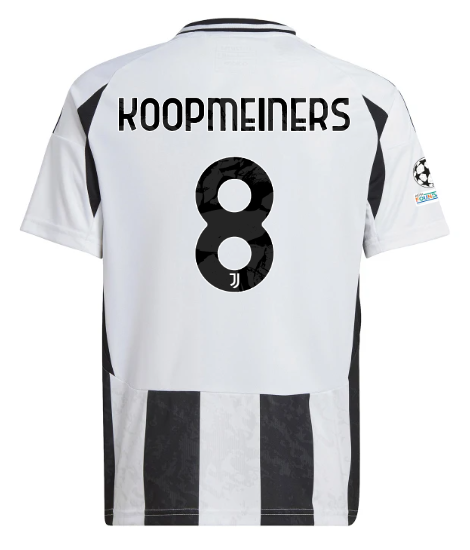 Official JUVENTUS HOME JERSEY 202425 – KIDS – 8 – KOOPMEINERS – Champions League Pack Collection - Juventus FC Gear