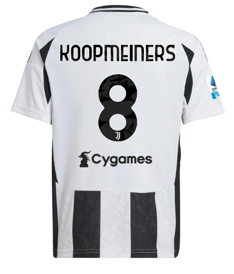 Official JUVENTUS HOME JERSEY 202425 – KIDS – 8 – KOOPMEINERS – Serie A Pack Collection - Juventus FC Gear