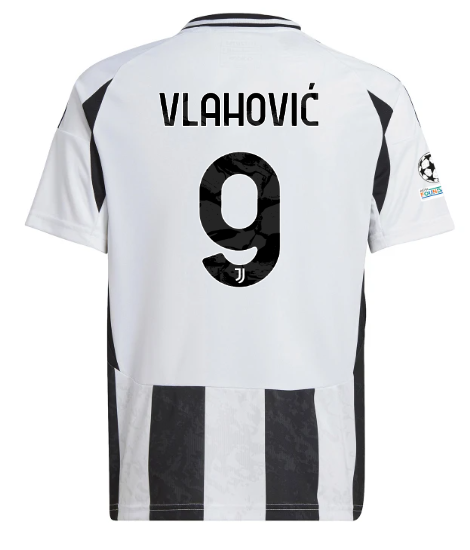 Official JUVENTUS HOME JERSEY 202425 – KIDS – 9 – VLAHOVIĆ – Champions League Pack Collection - Juventus FC Gear