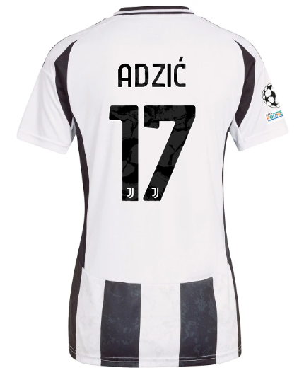 Official JUVENTUS HOME JERSEY 202425 – WOMEN – 17 – ADZIĆ – Champions League Pack Collection - Juventus FC Gear
