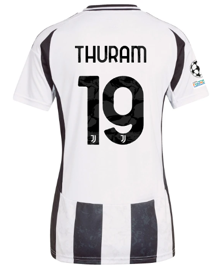 Official JUVENTUS HOME JERSEY 202425 – WOMEN – 19 – THURAM – Champions League Pack Collection - Juventus FC Gear