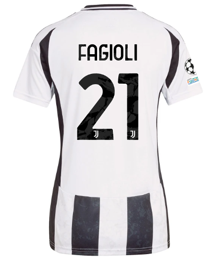 Official JUVENTUS HOME JERSEY 202425 – WOMEN – 21 – FAGIOLI – Champions League Pack Collection - Juventus FC Gear