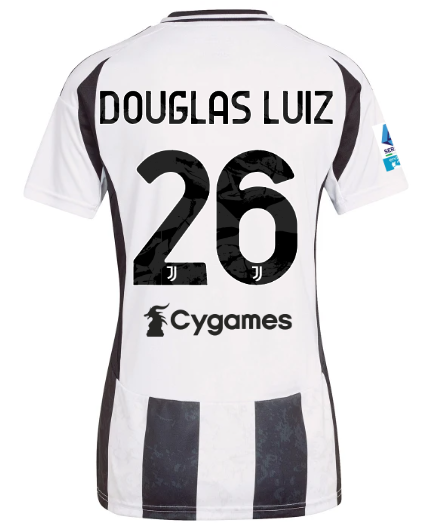Official JUVENTUS HOME JERSEY 202425 – WOMEN – 26 – DOUGLAS LUIZ – Serie A Pack Collection - Juventus FC Gear