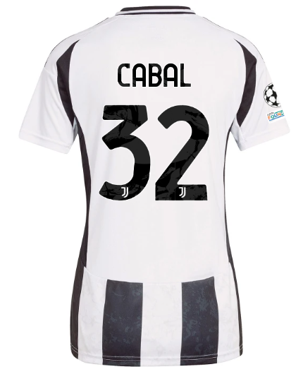 Official JUVENTUS HOME JERSEY 202425 – WOMEN – 32 – CABAL – Champions League Pack Collection - Juventus FC Gear