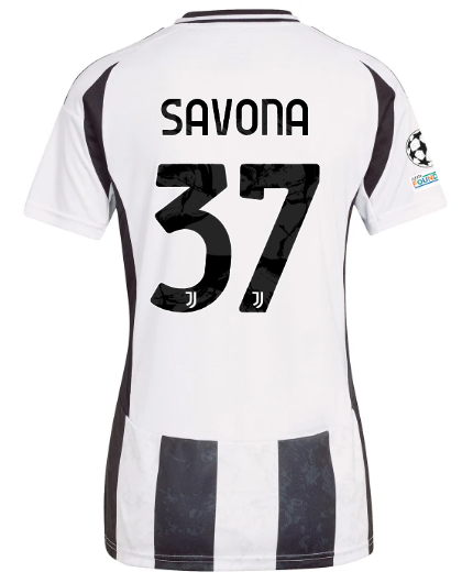 Official JUVENTUS HOME JERSEY 202425 – WOMEN – 37 – SAVONA – Champions League Pack Collection - Juventus FC Gear