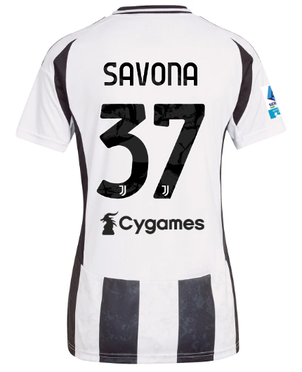 Official JUVENTUS HOME JERSEY 202425 – WOMEN – 37 – SAVONA – Serie A Pack Collection - Juventus FC Gear