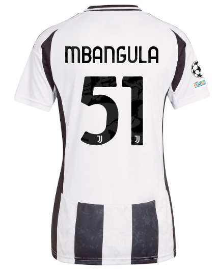Official JUVENTUS HOME JERSEY 202425 – WOMEN – 51 – MBANGULA – Champions League Pack Collection - Juventus FC Gear