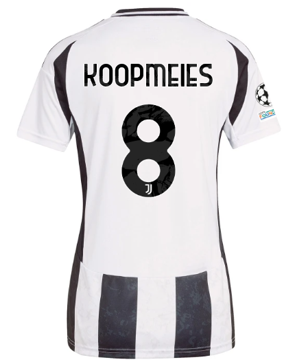 Official JUVENTUS HOME JERSEY 202425 – WOMEN – 8 – KOOPMEINERS – Champions League Pack Collection - Juventus FC Gear
