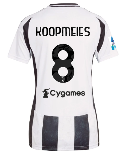 Official JUVENTUS HOME JERSEY 202425 – WOMEN – 8 – KOOPMEINERS – Serie A Pack Collection - Juventus FC Gear