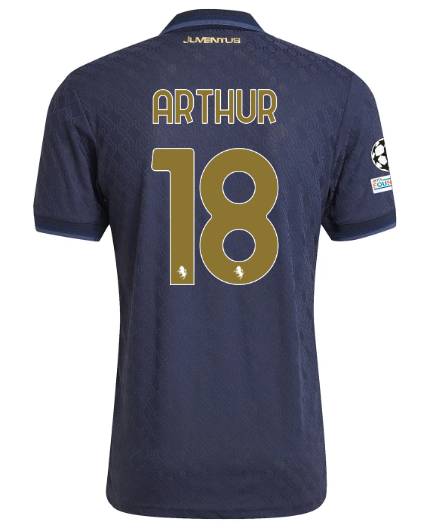 Official JUVENTUS THIRD AUTHENTIC JERSEY 202425 – 18 – ARTHUR – Champions League Pack Collection - Juventus FC Gear