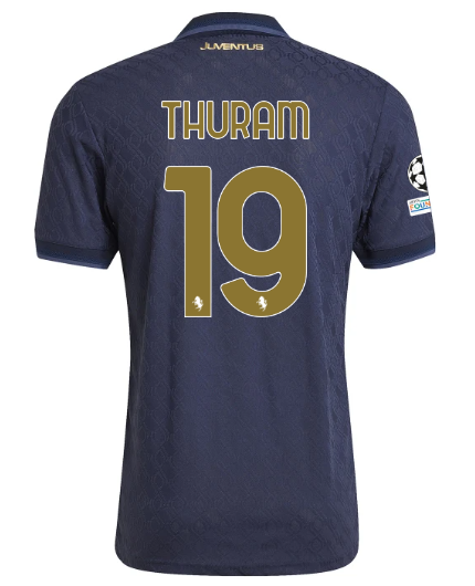 Official JUVENTUS THIRD AUTHENTIC JERSEY 202425 – 19 – THURAM – Champions League Pack Collection - Juventus FC Gear