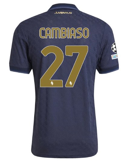 Official JUVENTUS THIRD AUTHENTIC JERSEY 202425 – 27 – CAMBIASO – Champions League Pack Collection - Juventus FC Gear