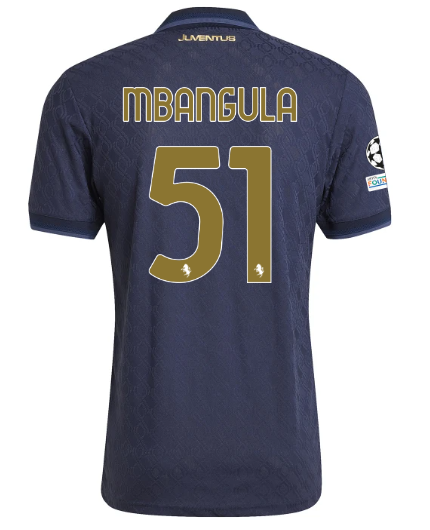Official JUVENTUS THIRD AUTHENTIC JERSEY 202425 – 51 – MBANGULA – Champions League Pack Collection - Juventus FC Gear