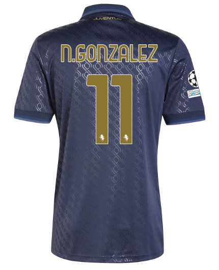 Official JUVENTUS THIRD JERSEY 202425 – 11 – N.GONZALEZ – Champions League Pack Collection - Juventus FC Gear