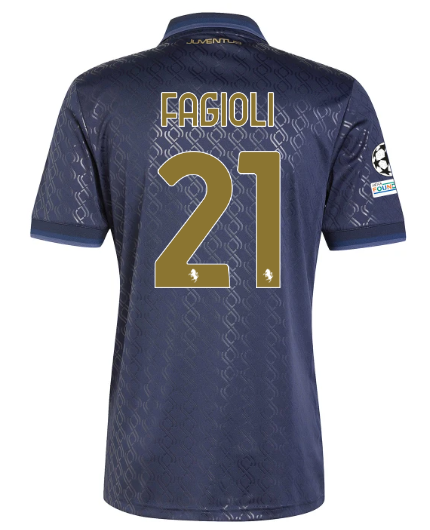 Official JUVENTUS THIRD JERSEY 202425 – 21 – FAGIOLI – Champions League Pack (2) Collection - Juventus FC Gear