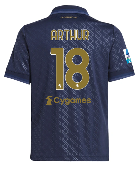 Official JUVENTUS THIRD JERSEY 202425 – KIDS – 18 – ARTHUR – Serie A Pack Collection - Juventus FC Gear