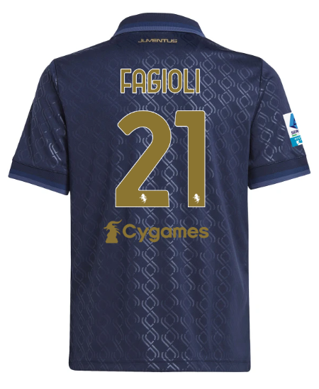Official JUVENTUS THIRD JERSEY 202425 – KIDS – 21 – FAGIOLI – Serie A Pack Collection - Juventus FC Gear