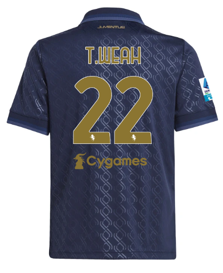 Official JUVENTUS THIRD JERSEY 202425 – KIDS – 22 – T.WEAH – Serie A Pack Collection - Juventus FC Gear