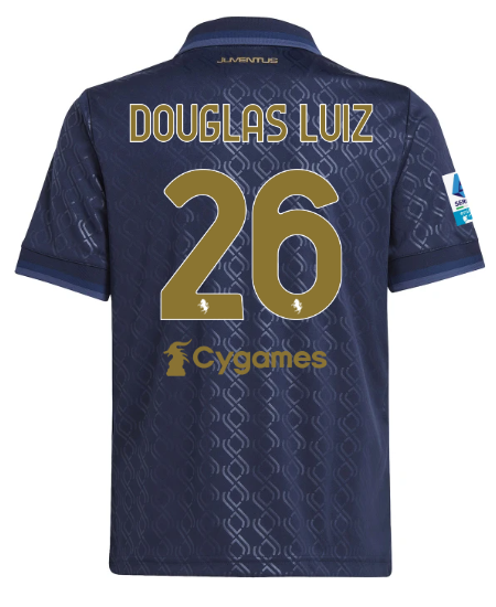 Official JUVENTUS THIRD JERSEY 202425 – KIDS – 26 – DOUGLAS LUIZ – Serie A Pack Collection - Juventus FC Gear