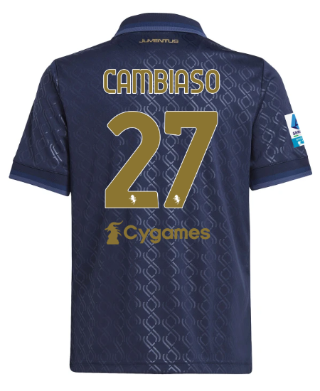 Official JUVENTUS THIRD JERSEY 202425 – KIDS – 27 – CAMBIASO – Serie A Pack Collection - Juventus FC Gear