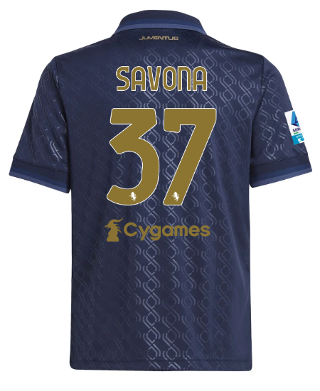 Official JUVENTUS THIRD JERSEY 202425 – KIDS – 37 – SAVONA – Serie A Pack Collection - Juventus FC Gear