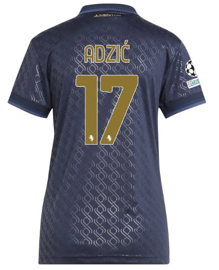 Official JUVENTUS THIRD JERSEY 202425 – WOMEN – 17 – ADZIĆ – Champions League Pack Collection - Juventus FC Gear