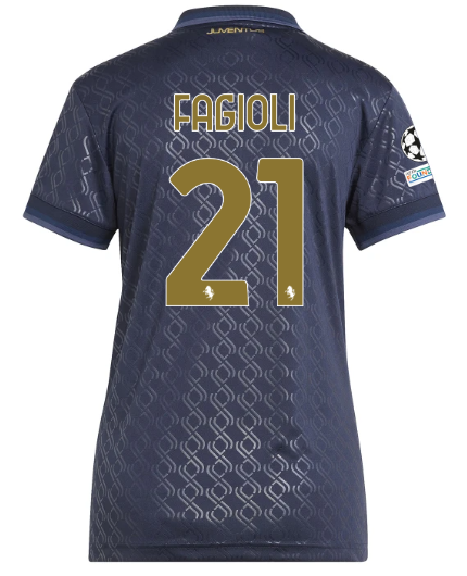 Official JUVENTUS THIRD JERSEY 202425 – WOMEN – 21 – FAGIOLI – Champions League Pack Collection - Juventus FC Gear