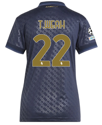 Official JUVENTUS THIRD JERSEY 202425 – WOMEN – 22 – T.WEAH – Champions League Pack Collection - Juventus FC Gear