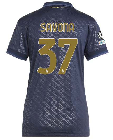 Official JUVENTUS THIRD JERSEY 202425 – WOMEN – 37 – SAVONA – Champions League Pack Collection - Juventus FC Gear