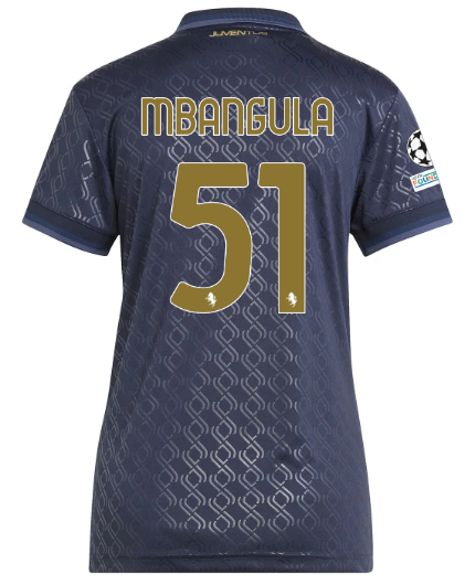 Official JUVENTUS THIRD JERSEY 202425 – WOMEN – 51 – MBANGULA – Champions League Pack Collection - Juventus FC Gear